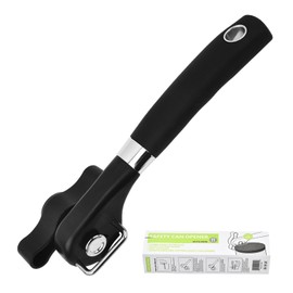 Manual Can Opener, Can Opener with Non-Slip Handle, Can Opener Without Sharp Edges, Effortless Opening of Cans (Colour: Black)