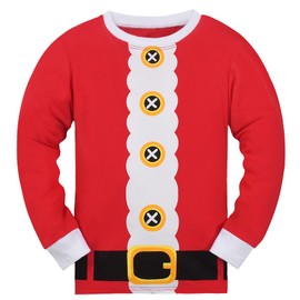 Gumyoss Christmas Pyjamas Boys Pyjamas Girls Children Christmas Pyjamas Christmas Xmas Long Sleeve Cotton Two Piece 2-13 Years, Santa Red