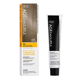 AGEbeautiful - Tinte permanente para el cabello, cobertura 100% de las canas, rubio ceniza medio 8A
