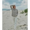 Aran Woollen Mills Womens Chunky Cable Cowlneck Sweater Toast Oat