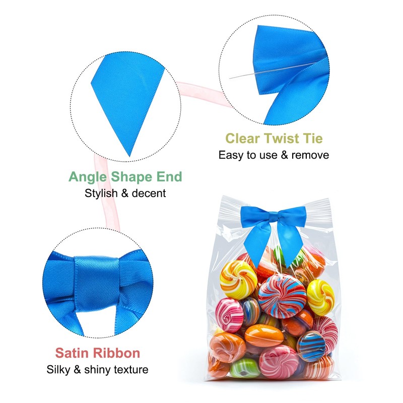 MECCANIXITY 30 Pcs Pre-Tied Bows Satin Ribbon Bows 4.5" Twist