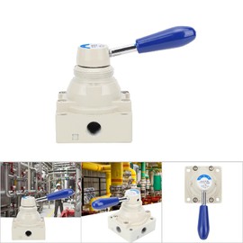 4 Way 2 Position Pneumatic Valve with Aluminum Alloy Hand Lever 1/4" PT Large Temperature Range for Air Control Valve