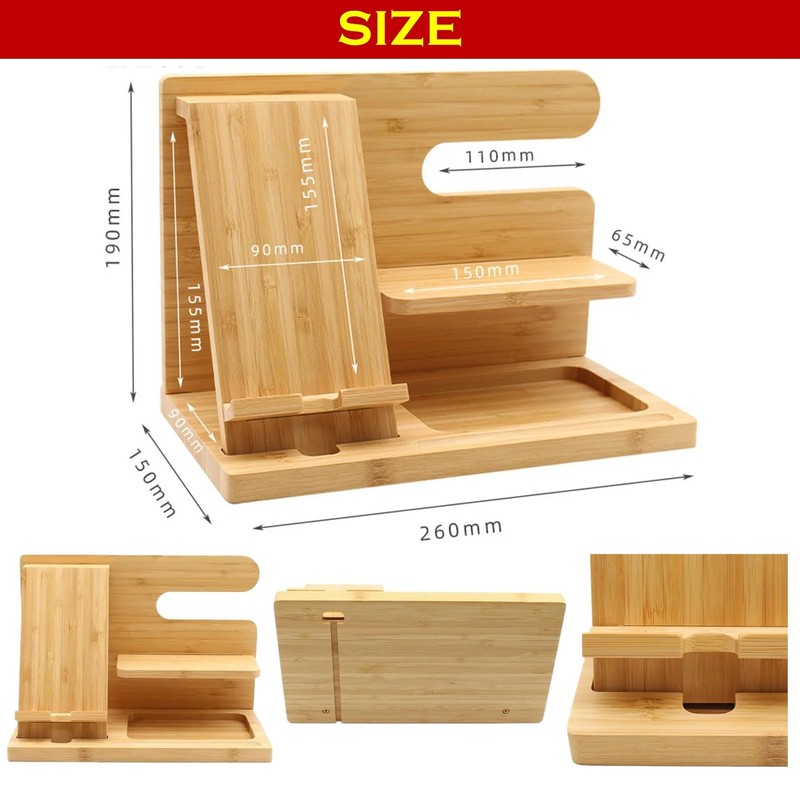 NOELAMOUR Smartphone Stand, Tabletop, Wooden Desk Organizer, Stylish, Portable, Gadgets,