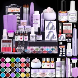 SAVILAND Professional Acrylic Nail Kit: Nail Kit Set with 4OZ Large Capacity Monomer Nail Drill 30 Days Wear Nail Extension Manicure Christmas Gift