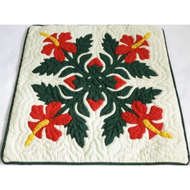 2 Hawaiian quilt cushions handmade hand stitched quilted throw pillow covers 18x18
