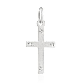 NKlaus Kruzfix Pendant Cross 333 Yellow Gold 8 Carat or 925 Silver Matte Diamond Coated 17 x 10 mm, Sterling Silver