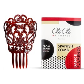 Ole Ole Flamenco Peine para el cabello Concha Brown II de plstico flamenco bailarn espaol, peineta flamenco Marron, horquillas ornamentales para el...