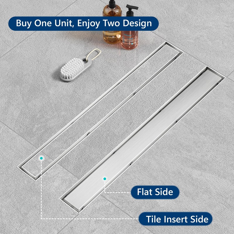 Neodrain 18-Inch Offset Linear Shower Drain with Tile Insert Grate