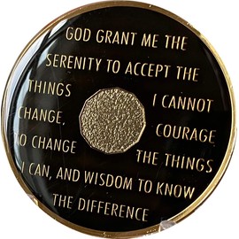 7 Year AA Medallion Glossy Classic Black Sobriety Chip VIIL8
