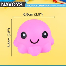 4 Squishy Stress Cute Octopus Balls - Sea Animal Toys, Bright Coloured, Soft Fun Fidget Toy, Anxiety Relief, Squeeze Sensory Toy, ADHD, Autism, For Kids, 4 Colours