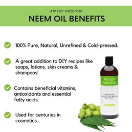 Neem Oil 4oz / 120ml-by Amson Naturals- Pure Natural, Cold Pressed -For Face Body Hair - Skin Care, Hair Care.
