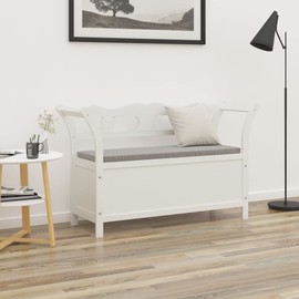 vidaXL Solid Fir Wood White Bench with Backrest and Armrest - Home Furniture Ideal for Entrance Spaces and Living Areas
