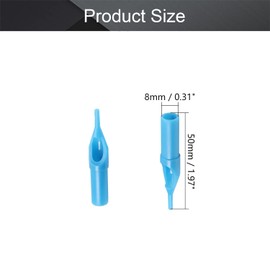 Fielect 50Pcs Disposable Tattoo Tips Plastic Blue Tubes Closed End Round Type 15RT for Tattoo Needles Sterilize Tips Grips Tattoo Supplies