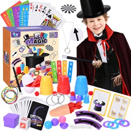 Magic Kit for Kids Magic Set- Magic Tricks Set for Kids Age 6 8 10 12, with Magician Costume Magic Wand for Pretend Play Magician Set, Easy to Follow Magic Toy Gifts for Girls and Boys Beginners