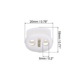 PATIKIL 0.7x0.8" Cord Locks, 30 Pack Double Hole Spring End Toggle Stopper for Drawstring Bag Shoelaces, White