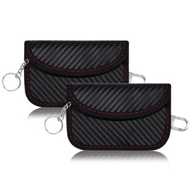 Faraday Pouch for Car Keys, 2 Pack Small Leather Faraday Bag Cage Keyless Car Key Pouches Signal Blocker Safe Protector RFID Anti-Theft Blocking for Remote Entry Keys