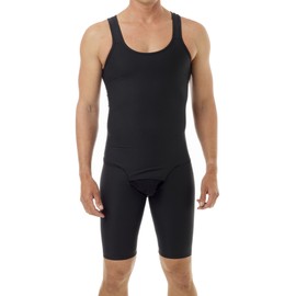 Underworks Mens Compression Bodysuit Girdle - No Rear Zipper Small Black