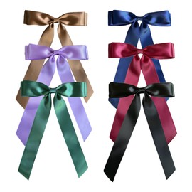 6pcs Ribbon Bow Hair Clips for Women Bowknot Hair Ponytail Holder Accessories for Women Girls Toddlers Teens Kids Party Wedding Prom Daily Outfits (6 Colors B)