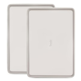 Non-Stick Ceramic Baking Sheet/Cookie Sheet - Set of 2, Durable and Easy to Clean Baking Pans for Kitchen-Dishwasher and Freezer Safe, PFAS-Free (Half Sheet Pan)