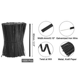 uxcell 2" Kraft Paper Twist Ties, Metallic Twist Ties Reusable for Bakery, Candy Bags, Coffee Bags, Goodie Bags, Pack of 1000, Black