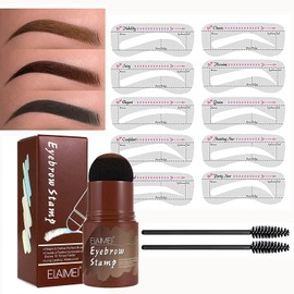 Eyebrow Stamp, Waterproof, Reusable Makeup Brow Stamp, Brow Powder Stencils, Eyebrow Pen Brush Kit, 1 Step Brow Stamp Shaping Kit, 10 Eyebrow Stencils Stamp