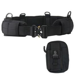 KeepRise Tactical Belt, Survival Game, Wide Design, Mesh Material, Custom, Durable, Pouch Included, Black