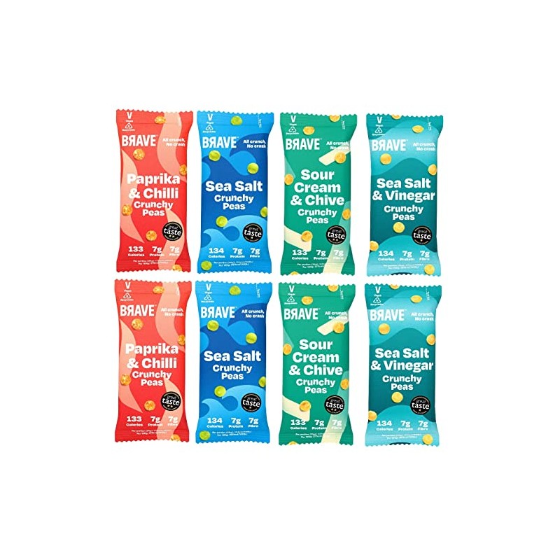 Brave Roasted Peas 8 x 35g Snack Bags Mixed Case