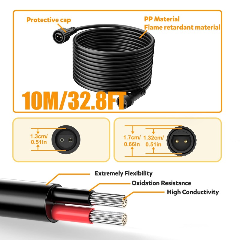 cshare Extension Cords for String Lights Inflatable Decorations, 2 Pin