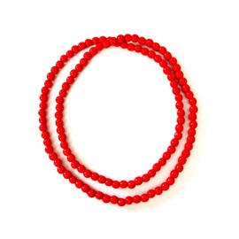 POYAMUSE Beaded Strand Necklace for Men and Women - Handmade African Necklace with 8mm Natural Wood Beads, HipHop Wooden Strand Necklace for Women and Men - Red