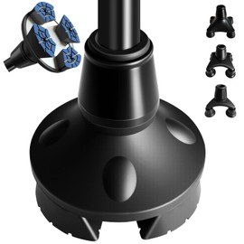 ispuoocti Cane Tip,Quad Cane Base Self Standing Design with Heavy Duty,360° Pivoting Replacement 4 Prong Base for All Terrains Stable and Non-Slip for 3/4 inch Canes