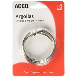 ACCO P1111 Argollas de Metal, 2", 3 Piezas