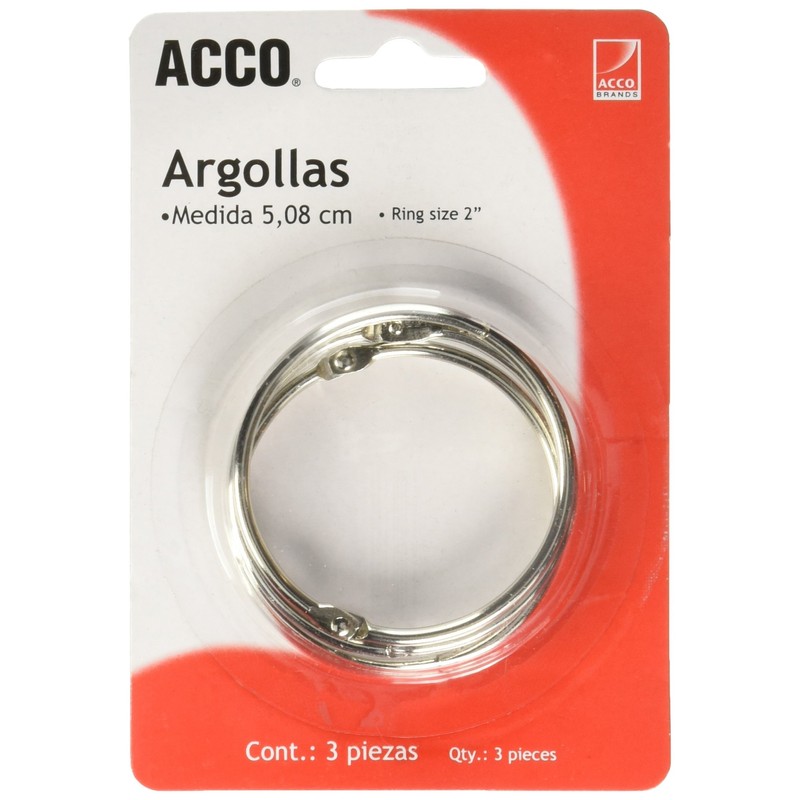ACCO P1111 Argollas de Metal, 2", 3 Piezas