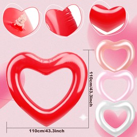 Sonarun 8 Pack Inflatable Heart Shape Swimming Rings Bulk Sweet Love Swimming Pool Float Loungers Tube for Adults Summer Beach Pool Party Favors Water Toys (White)