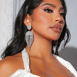 Drop Earrings for Women Girls Dangle Earrings with Rhinestones Earrings Infinity Diamond Earrings Jewellery Gift Christmas Anniversary Birthday (diamond earrings)