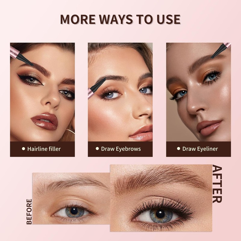 2024 New Magic Eyebrow Pencil with 4 Micro-Fork Tip Long-lasting