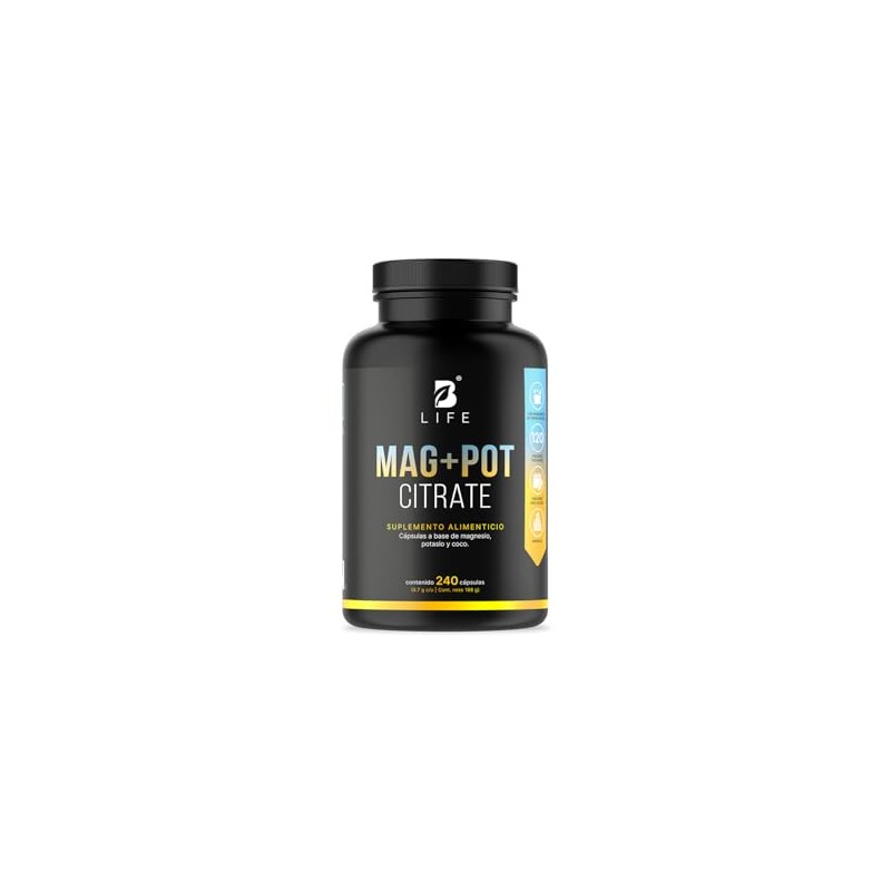 B Life Magnesio y Potasio con 1400mg por Porción con
