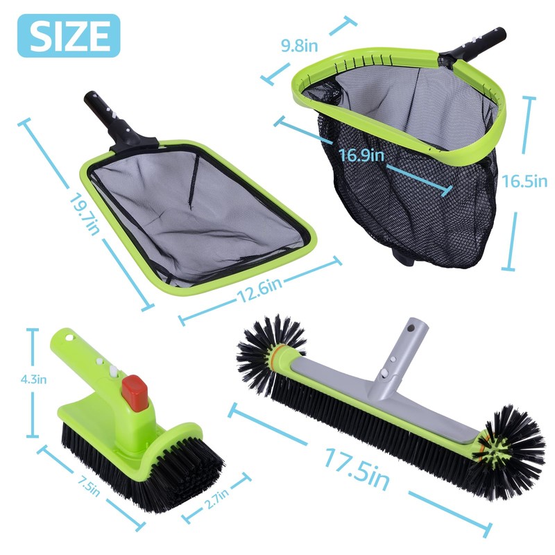 Sepetrel Deluxe Swimming Pool Cleaning Kit Including Professional Leaf Skimmer