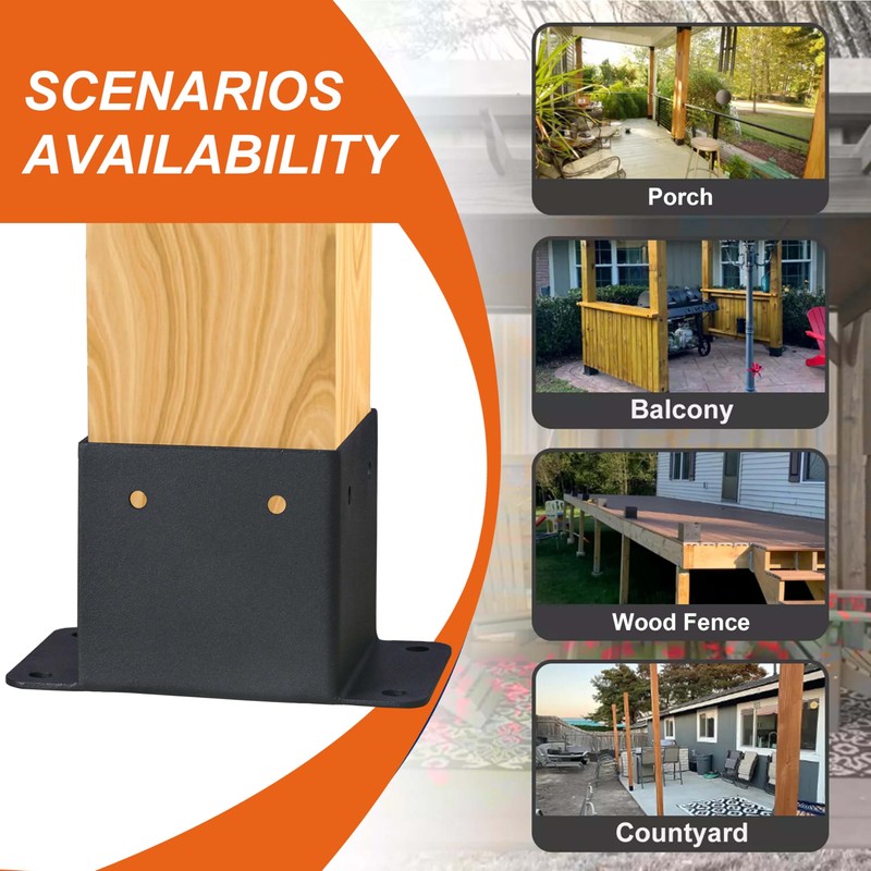 4x4 Post Base, Inner Size 3.6"x3.6" Post Base Brackets, Heavy