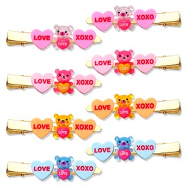 Valentine's Day Hair Clips Cute Gummy Bear Heart Hairpins Funny Sweet Love XOXO Heart Alligator Metal Clip Hair Barrette Valentine's Day Birthday Holiday Party Styling Hair Accessory