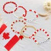 Canada Day Beaded Bracelet, 6 PCS Red & White Maple