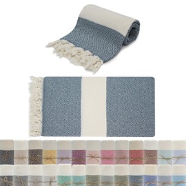 ENA HOME Turkish Beach Towel - 100% Cotton Peshtemal Towel Blanket - 39x71 Extra Large Wearable Turkish Towel for Beach, Sauna, Bath, Pool - Quick Dry - Highly Absorbent Sand Free (Petrol Blue)