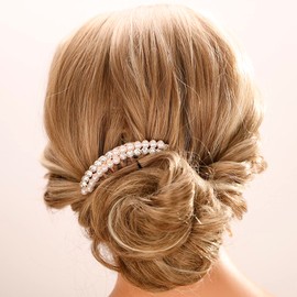 Aimimier Pearl Crystal French Hair Combs Vintage Rhinestone Long Teeth Hair Pins Dainty Hair Pieces Bridal Wedding Hair Accessories for Women and Girls(Style 4)