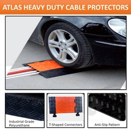 Kable Kontrol Atlas Heavy Duty Cable Protector Wire Ramp - 5 Channel 36” Long Black & Orange – 36,000 Load Capacity - Rubber Speed Bump and Wire Protector for Indoor and Outdoor Use - CP9984