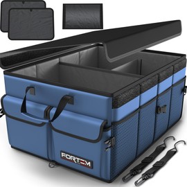 FORTEM Trunk Organizer For SUV Car Trunk Organizer, Foldable Storage, Car Accessories for Women Men, Collapsible Bag, Perfect Christmas Gifts, 600D Oxford, Non Slip Bottom, Straps, Soft Cover (65L)