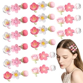 15 Pcs Peach Blossom Hair Clips Cute Pink Alligator Hair Barrettes Floral Duck Bill Clips Flower Hair Accessories for Women Girls Cherry Blossom Bangs Clips Hair Styling Accessories