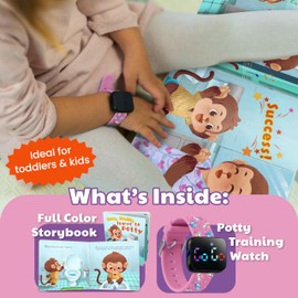 Potty Training Watch & Board Book for Kids – A Water Resistant Potty Reminder Device for Boys & Girls - Train Your Toddler with Fun Musical or Vibration Reminders and Printed Board Book (Unicorn)