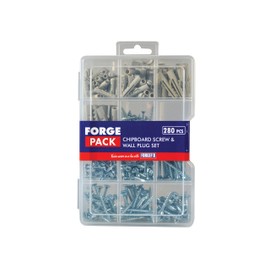 ForgePack Screws & Wall Plugs | Assorted | ZP Screws, Plastic Plugs | Pack 280