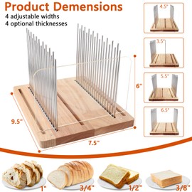 Bread Slicer, Stainless Steel Bread Slicer for Homemade Bread,Adjustable Bread Slicing Guide, Foldable and Compact Cutting Guide, Durable and Stable Wooden Structure for Bread Loaf Slicer