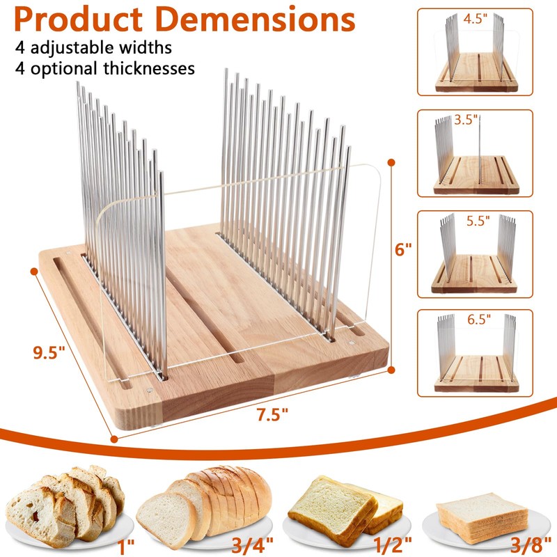 Bread Slicer, Stainless Steel Bread Slicer for Homemade Bread,Adjustable Bread