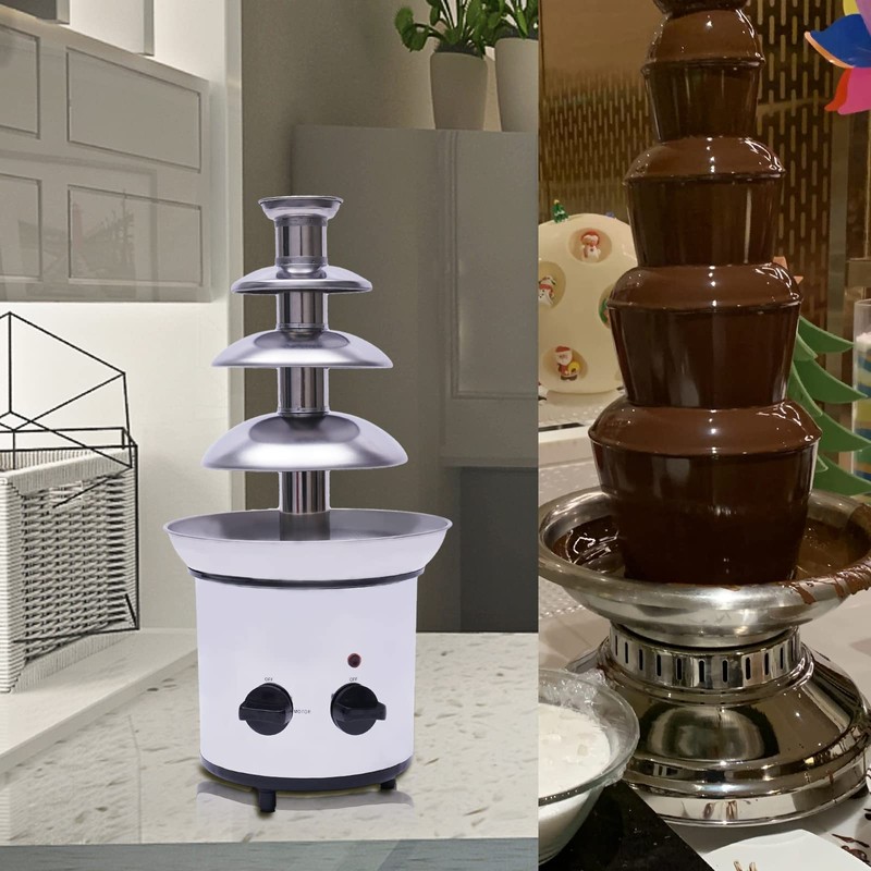 4-tier Electric Chocolate Fondue Fountain, Stainless Steel Chocolate Melting Machine